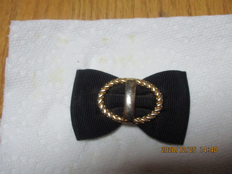 Black Grosgrain Ribbon Shoe Clips for Flats or Pumps with Gold-tone Twisted Metal Decoration Dressy Shoe Clips or Add Clips for Hair Bows