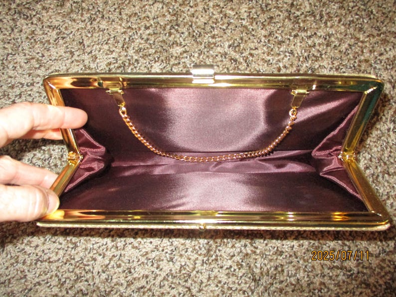 Silver Gold Lame, Black Satin Patent Clutches, Evening Purses image 7