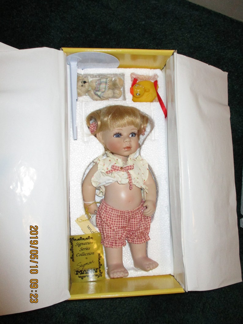 TAYLOR 10 Inch All Body Porcelain Toddler Doll by Seymour Mann image 0