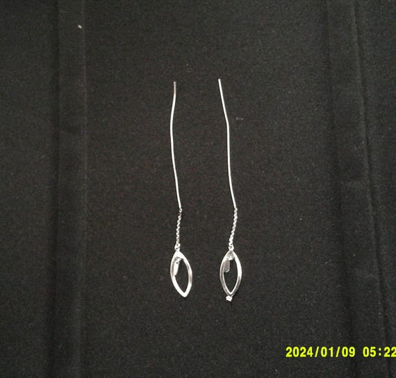 Silver Threader Earrings Simple Attractive AS IS - image 3