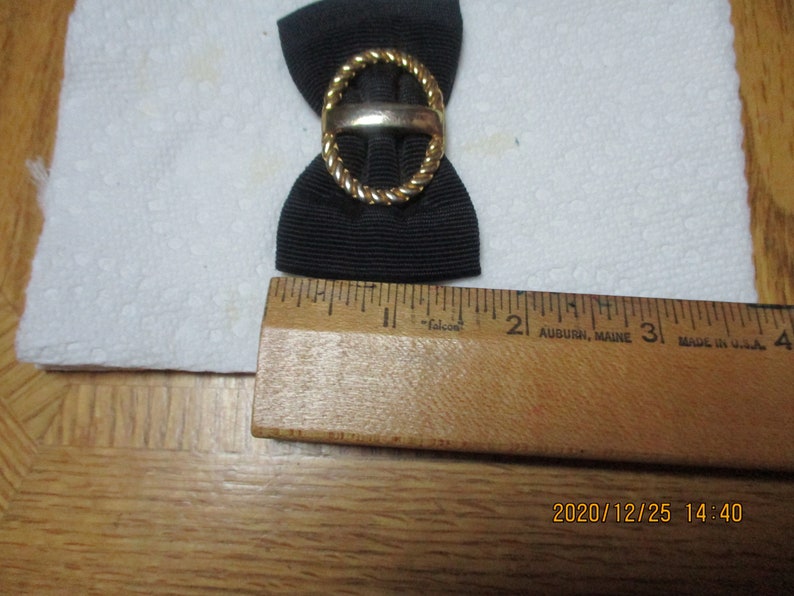 Black Grosgrain Ribbon Shoe Clips for Flats or Pumps with Gold-tone Twisted Metal Decoration Dressy Shoe Clips or Add Clips for Hair Bows