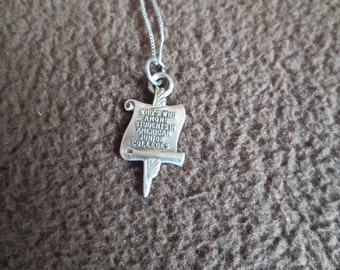 Initiation/Graduation College Honor Society Charm or Pendant or Necklace-Sterling Silver Engravable College Pendant/Charm FREE SHIPPING 1991