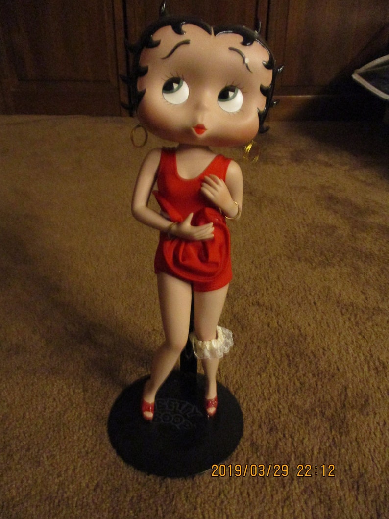 Vtg 100% Porcelain 14 Inch Betty Boop doll in Short Red Jersey image 0