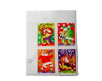 Holiday Music Makers Block of 4 NEW 2003 37 Cent Multi Color Self-Adhering Stamps
