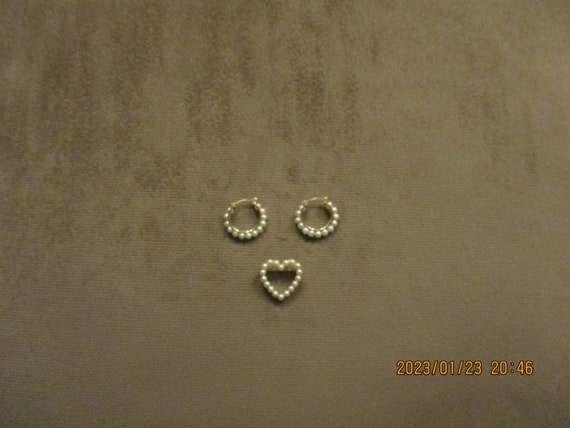 2MM Pearl Heart Pin and/or Round Hoop Gold Filled… - image 1