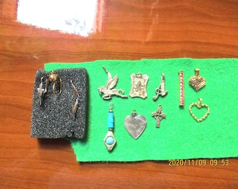 Vintage Gold Filled & Sterling Silver Pendants: Heart, Cross, Initial Charms