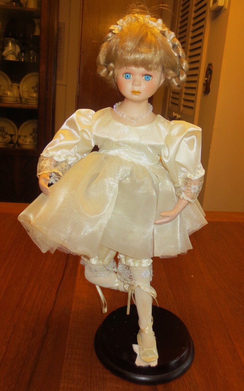 Vintage 80s Porcelain Blond Ballerina-16 inches of sweetness image 1