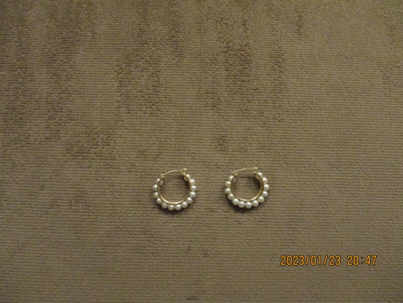 2MM Pearl Heart Pin and/or Round Hoop Gold Filled… - image 2