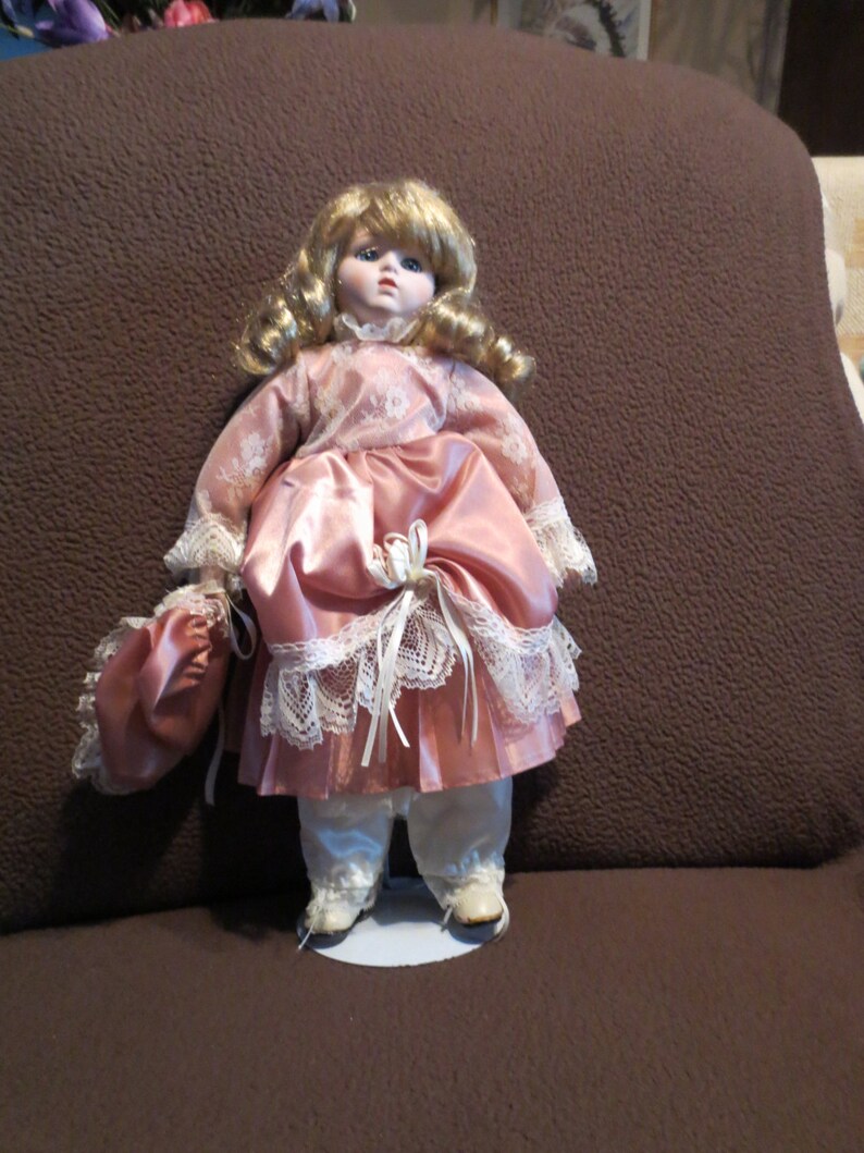 Vintage 1980s Pioneer Reproduction 14 Inch Porcelain Doll  image 0