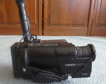 1986 Toshiba Video Movie Camera with Case & 10 Blank Tapes