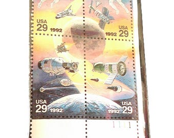 1992 Space Accomplishments Block of 4 NEW 29 Cent Stamps