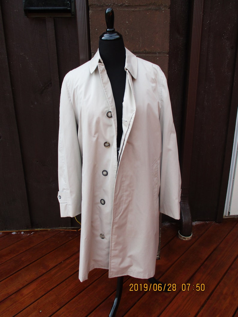 Mens Size 42 Gleneagles All Weather Off White Overcoat w Zip image 0