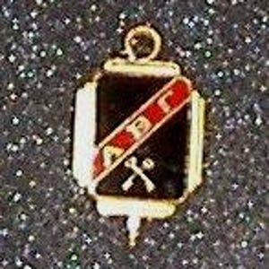 1980s Unisex Collegiate Business Honor Society Pin/Pendant or Tie or Lapel Jewelry Gold Filled and Black Enamel College Fraternity Pin