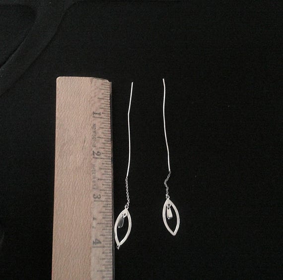 Silver Threader Earrings Simple Attractive AS IS - image 4