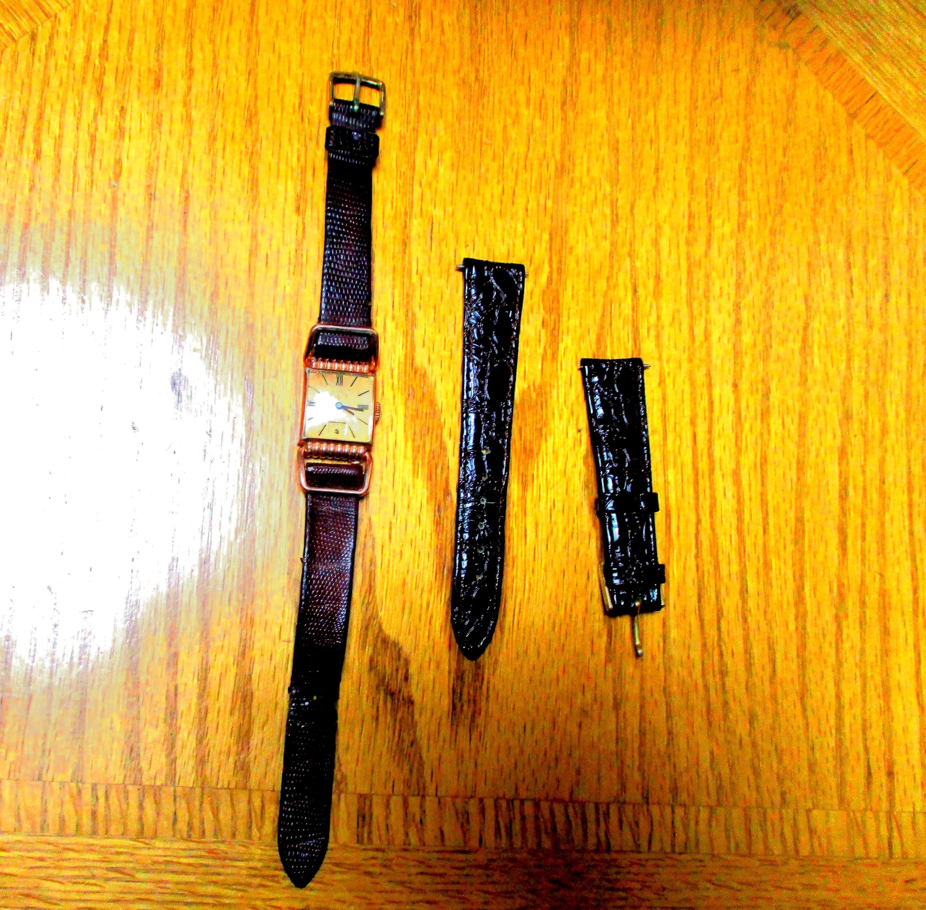 Vintage 1950s Lord Elgin Pink Dial Watch: Leather Straps, 21