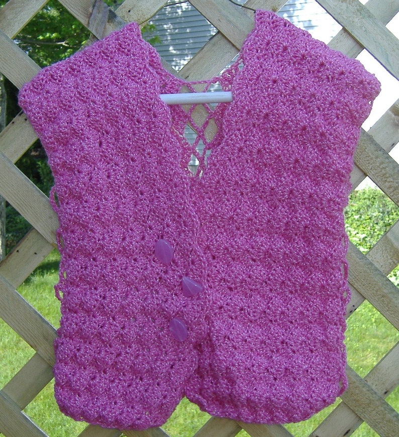 Ladies Unique Spring Summer Crocheted Vest in Pink w Craft image 0