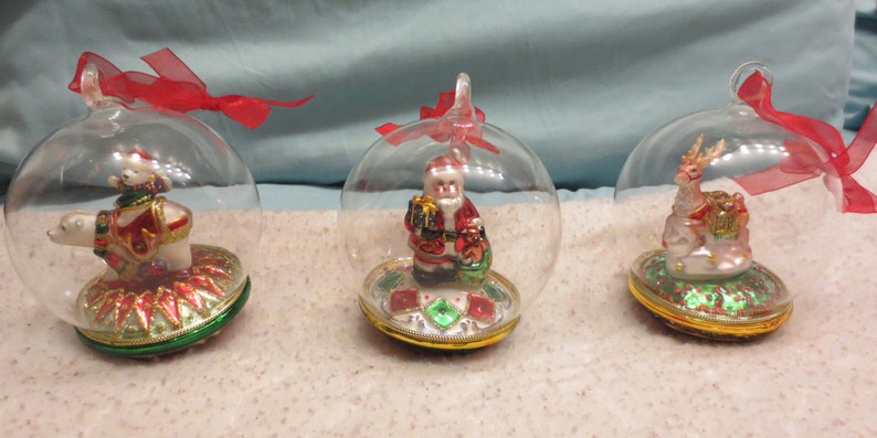 SALE ON TWO  4 Inch Diameter Glass Christmas Ornaments-Santa image 0