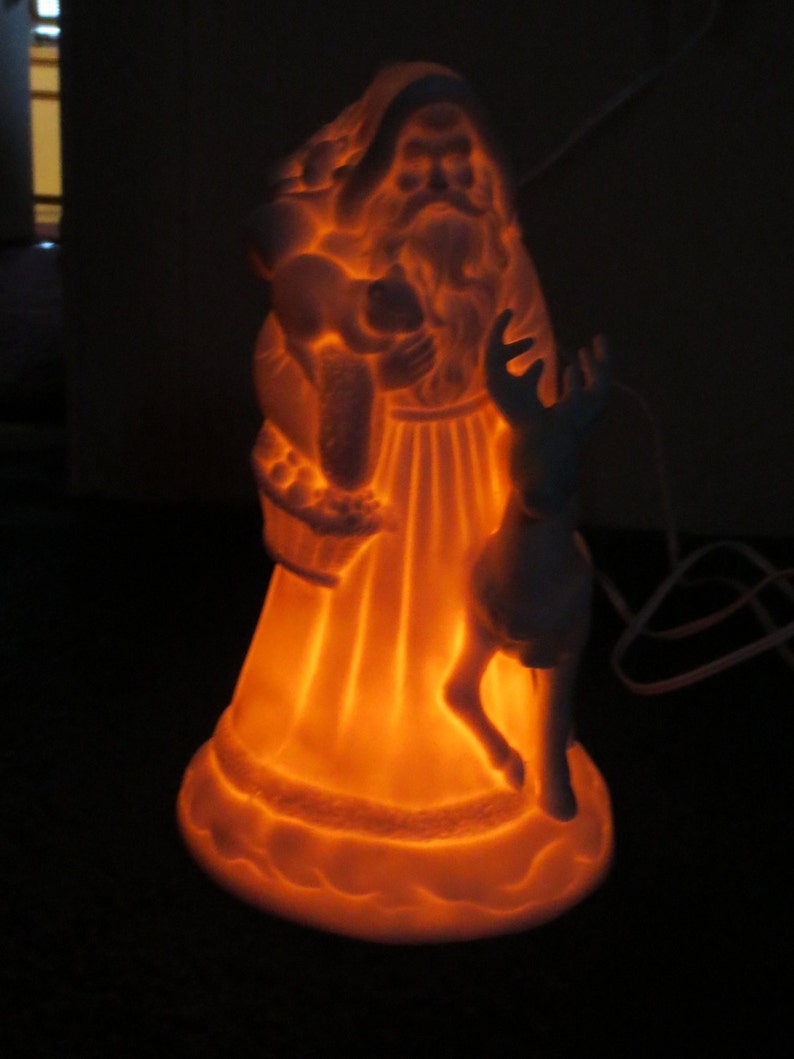 Vtg 70s Jade Porcelain 8 Inch Victorian Santa in Orig Box can image 2