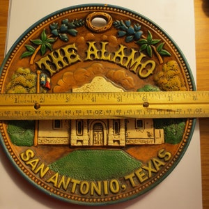 The Alamo 1989 Sculpted 8 Inch Clay Plate in Earth Colors of Brown Green Blue and Ivory, Excellent Collectible for Texans, History Lovers image 3