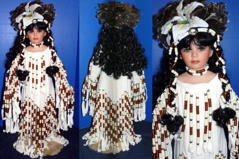 30 Inch Porcelain Little Sparrow Native American Doll by image 0