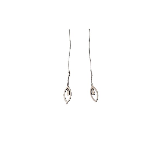Silver Threader Earrings Simple Attractive AS IS - image 1