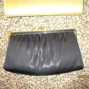 Silver Gold Lame, Black Satin Patent Clutches, Evening Purses image 3