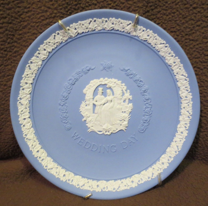 Vintage Blue Jasper Wedgwood Victorian Wedding Day Couple 8.5 image 0