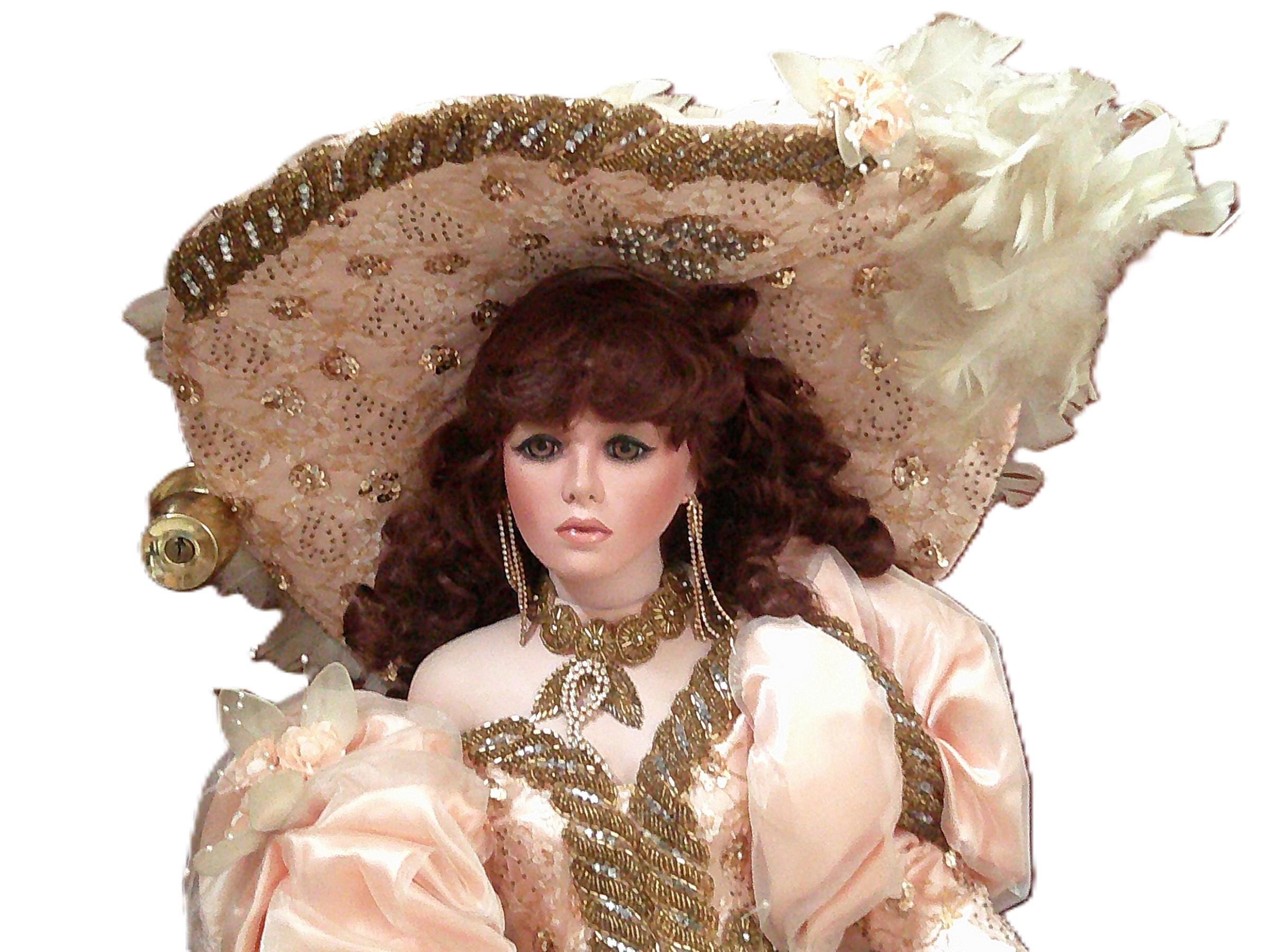 Peaches 42-inch Porcelain Victorian Rustie Doll: Peach Satin Gown