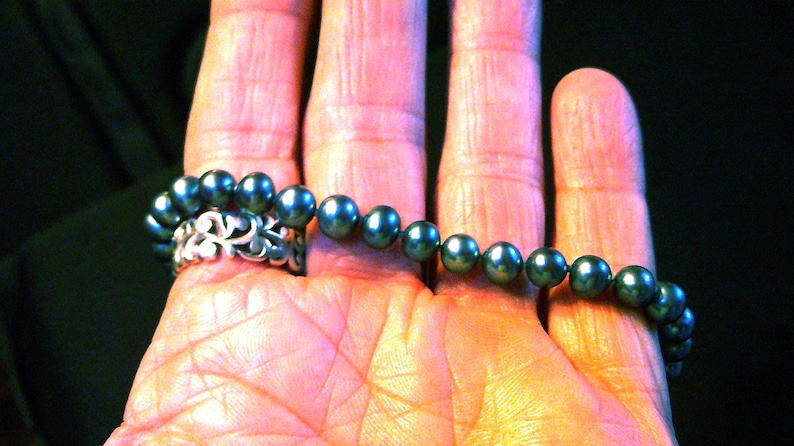 Honora Midnight Blue/Black 18-Inch Single Strand Cultured Pearl Necklace Sterling Silver Clasp image 1