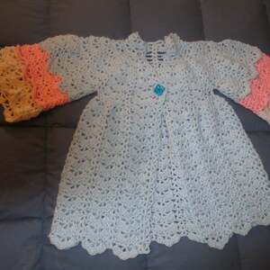 NEVER WORN MODEL Girl's Aged 2 Spring Coat in baby blue, pink and white, Open Weave Lacy Shells, Beautiful Birthday Gift Free Usa Shipping image 5