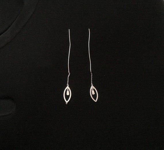 Silver Threader Earrings Simple Attractive AS IS - image 2
