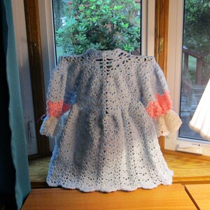 NEVER WORN MODEL Girl's Aged 2 Spring Coat in baby blue, pink and white, Open Weave Lacy Shells, Beautiful Birthday Gift Free Usa Shipping image 2