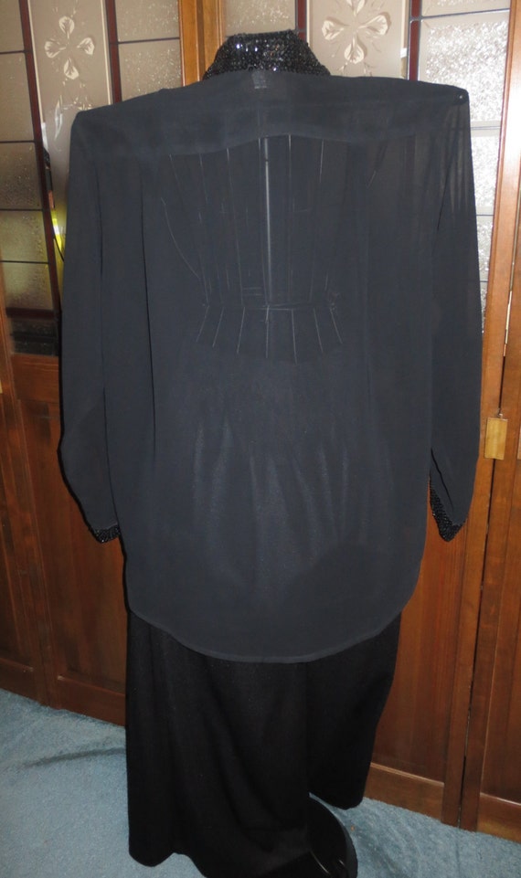 NEW Sheer Black Over Sized Blouse-Elegant Sequine… - image 3