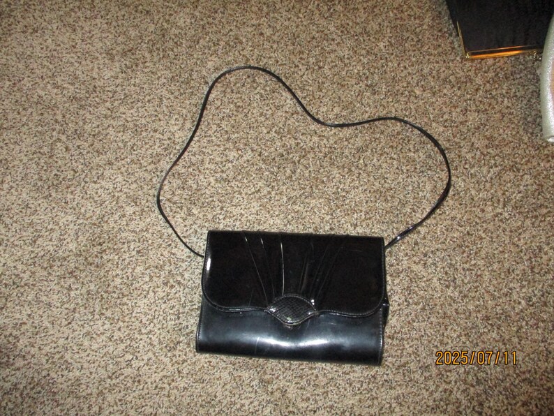 Silver Gold Lame, Black Satin Patent Clutches, Evening Purses image 8
