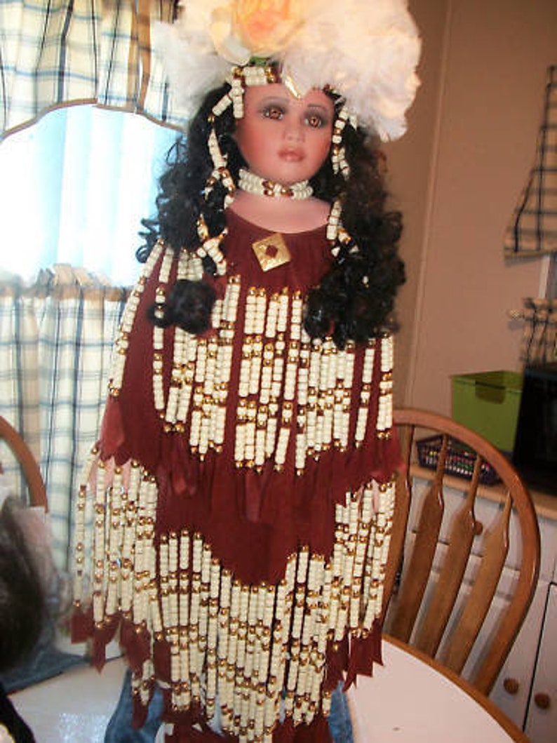 34 Inch Porcelain Soft Willow Native American Doll by Rustie image 0