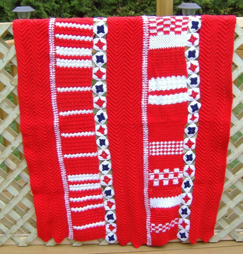 FREE SHIPPING Crazy Quilt Style Twin Throw or Afghan in Red image 0