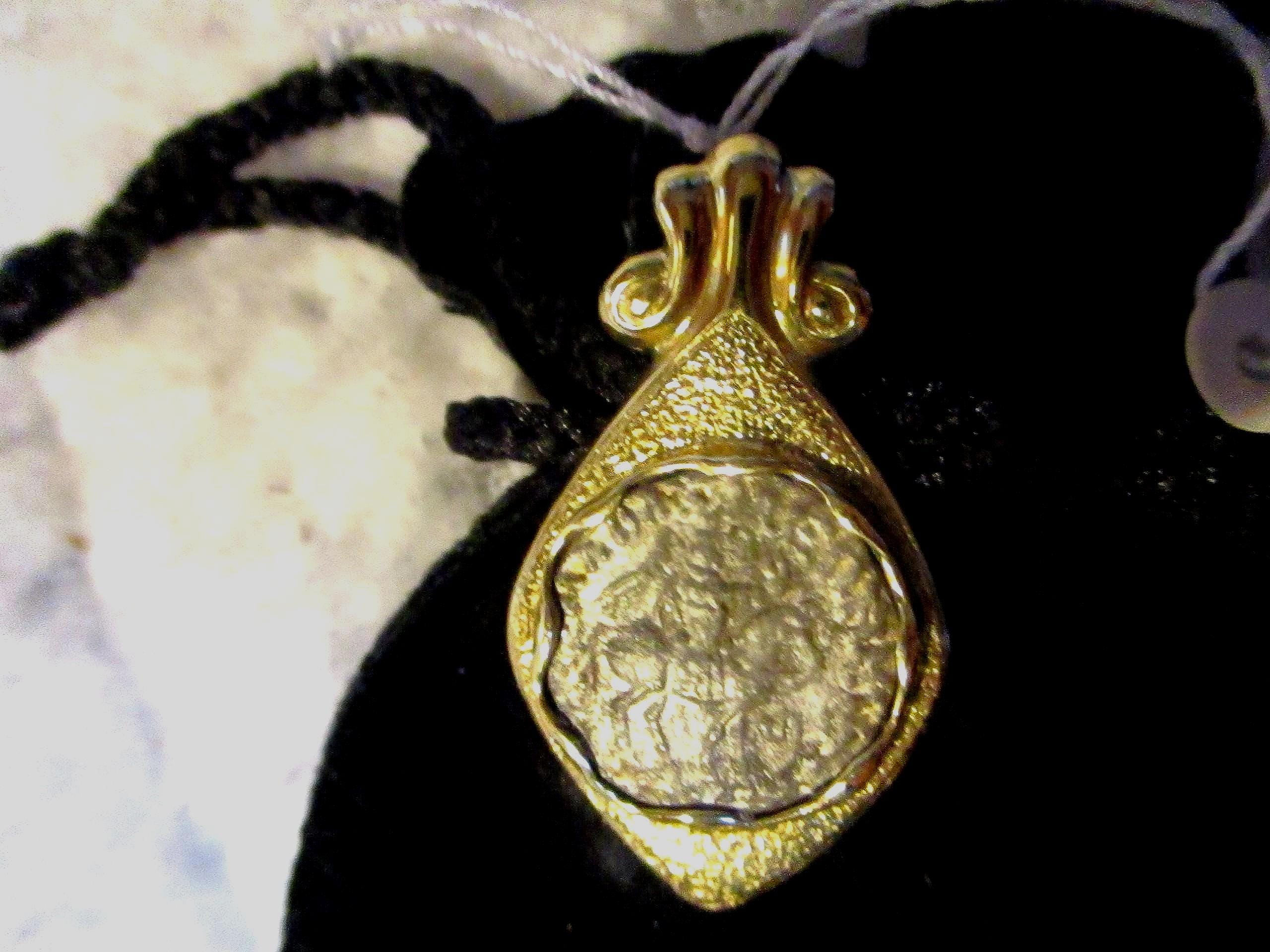 Widow's Mite Coin Pendant: Ancient Israeli Pruta, Gold Setting, Certificate #1285