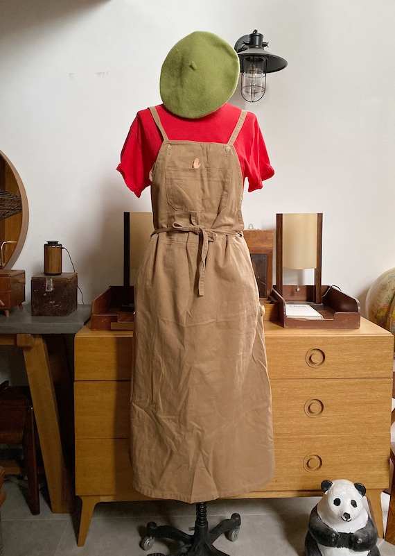Vintage 70s Japan brown overalls dress