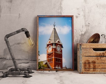 Auburn Clocktower | Color Print | Photography Unframed | Auburn Alabama | War Eagle | Dorm Art | Alumni Gift | Office Art