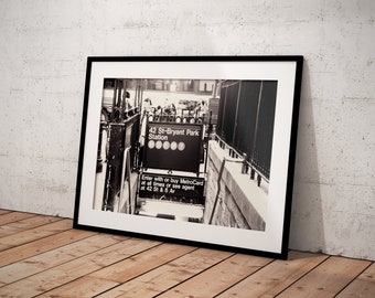 Bryant Park Station | Subway Entrance | Black and White | New York City | Fine Art Print | Photography | Photography Unframed