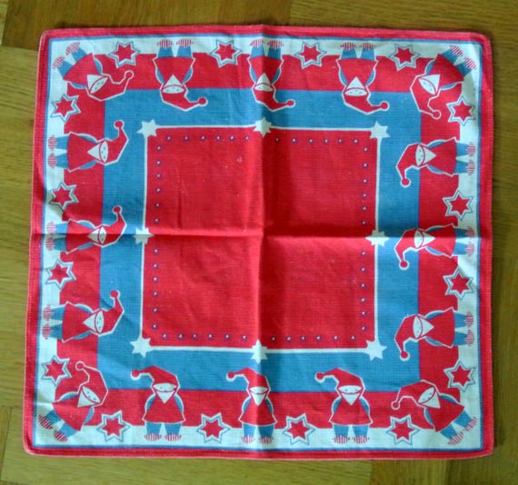 1950年代のヴィンテージクリスマスコットンテーブルクロス