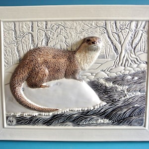 ヴィンテージ スウェーデンカワウソ セラミック ウォールプレート：WWF 限定版