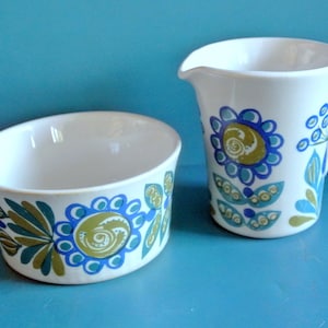 Vintage Turi Viking Sugar Cup and Creamer: 1960s Norwegian Porcelain