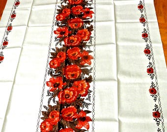 Vintage Swedish Cotton Tablecloth: 1970s Floral Design, XL - Etsy