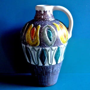 Vintage Laholm Pottery Vase: 1960s Swedish Ceramic with Handpainted Floral Design