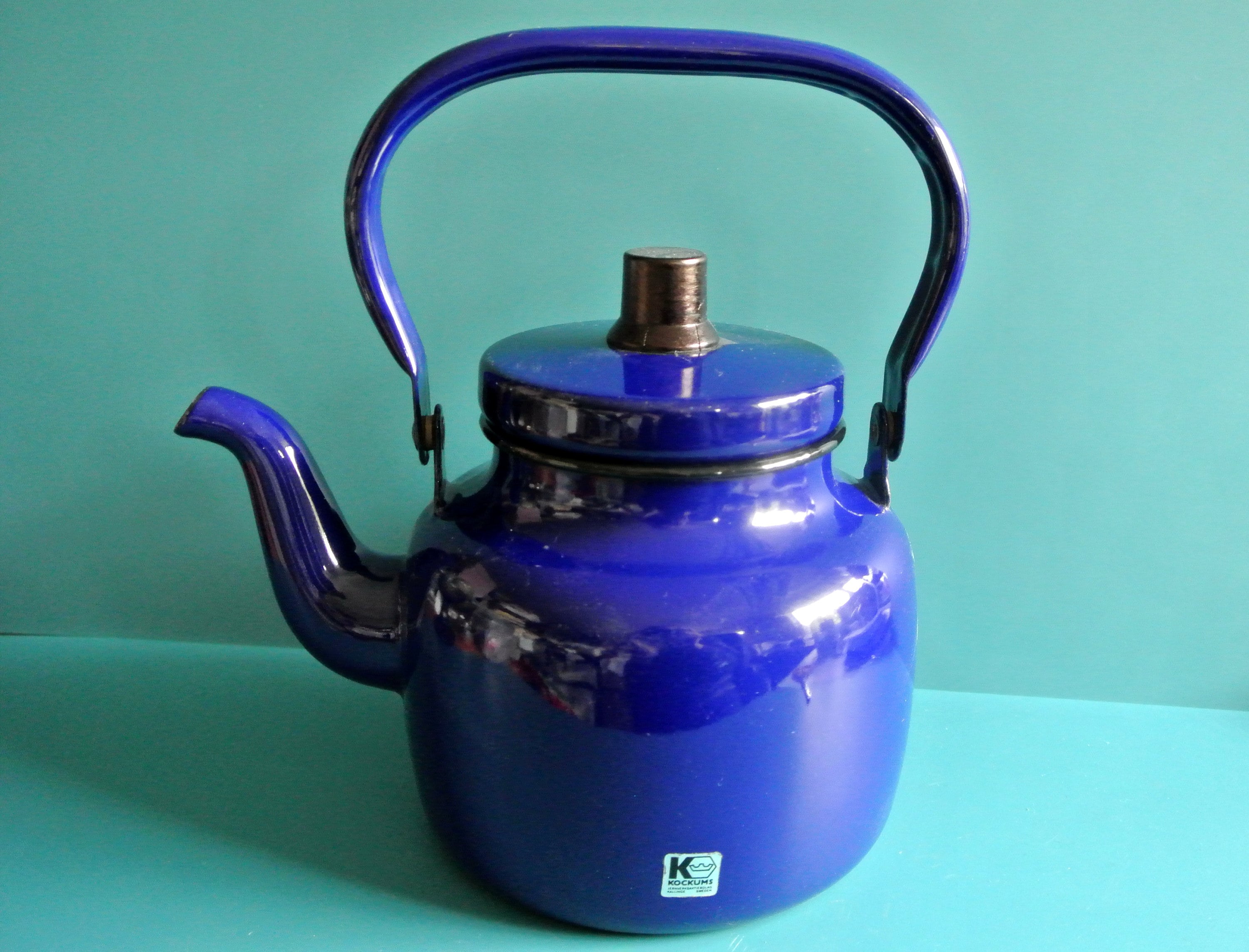 Vintage Sweden Swedish Kockums Cobalt Blue Enamel Tea-pot/ Coffe