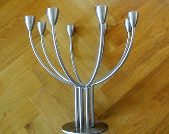 IKEA Brushed Stainless Steel 8-Candle Candelabra - Hogberg Design