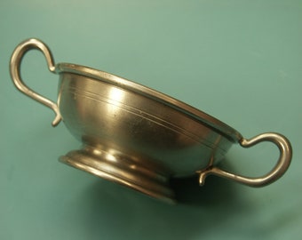 Vintage 1970s design marked SWEDISH handmade pewter miniature bowl with ears for decoration or all thoose small things
