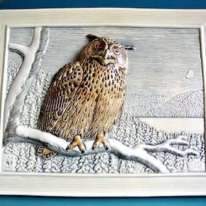 ヴィンテージのスウェーデン製フクロウの壁飾り：Jie Gantofta 陶芸作品（Staffan Johnson 作）