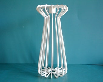 Single Ikea of Sweden white metal Trådig candleholder, Ehlen Johansson design from 90s